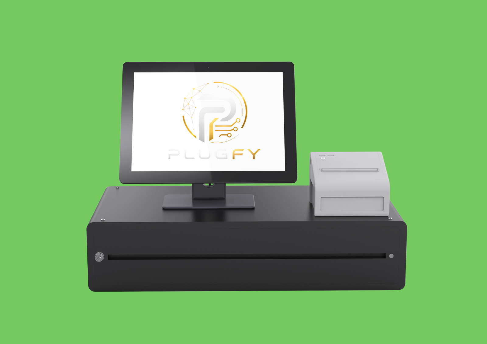 TPV Plugfy en una pantalla táctil con impresora de tickets