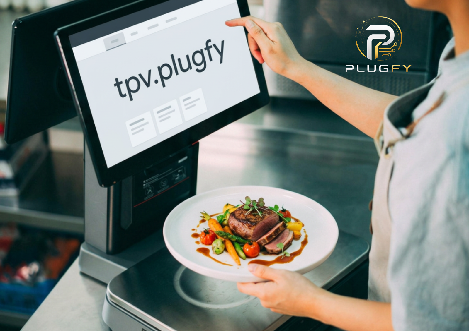 TPV Plugfy usado en un restaurante